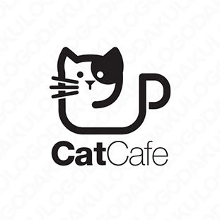 ねこカフェのロゴ デザイン ロゴマーク 作成 制作なら ロゴだく