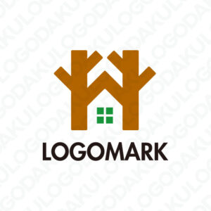 天然木材の建てられた呼吸する住宅ロゴ