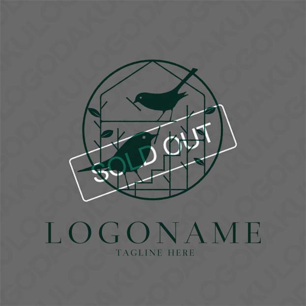 巣作りする鳥のロゴ