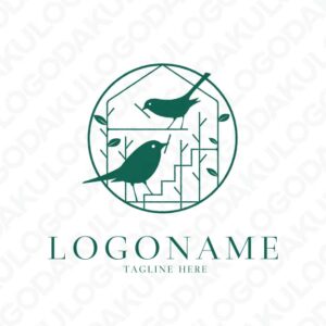 巣作りする鳥のロゴ